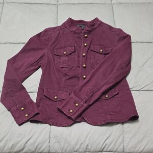 White House Black Market Burgundy Jacket with Gold Buttons